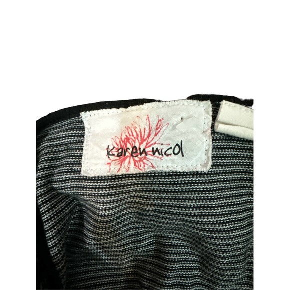 Karen Nikol Anthropologie Funky Fun Black White Striped CardiganPom Poms Size S - Picture 4 of 4